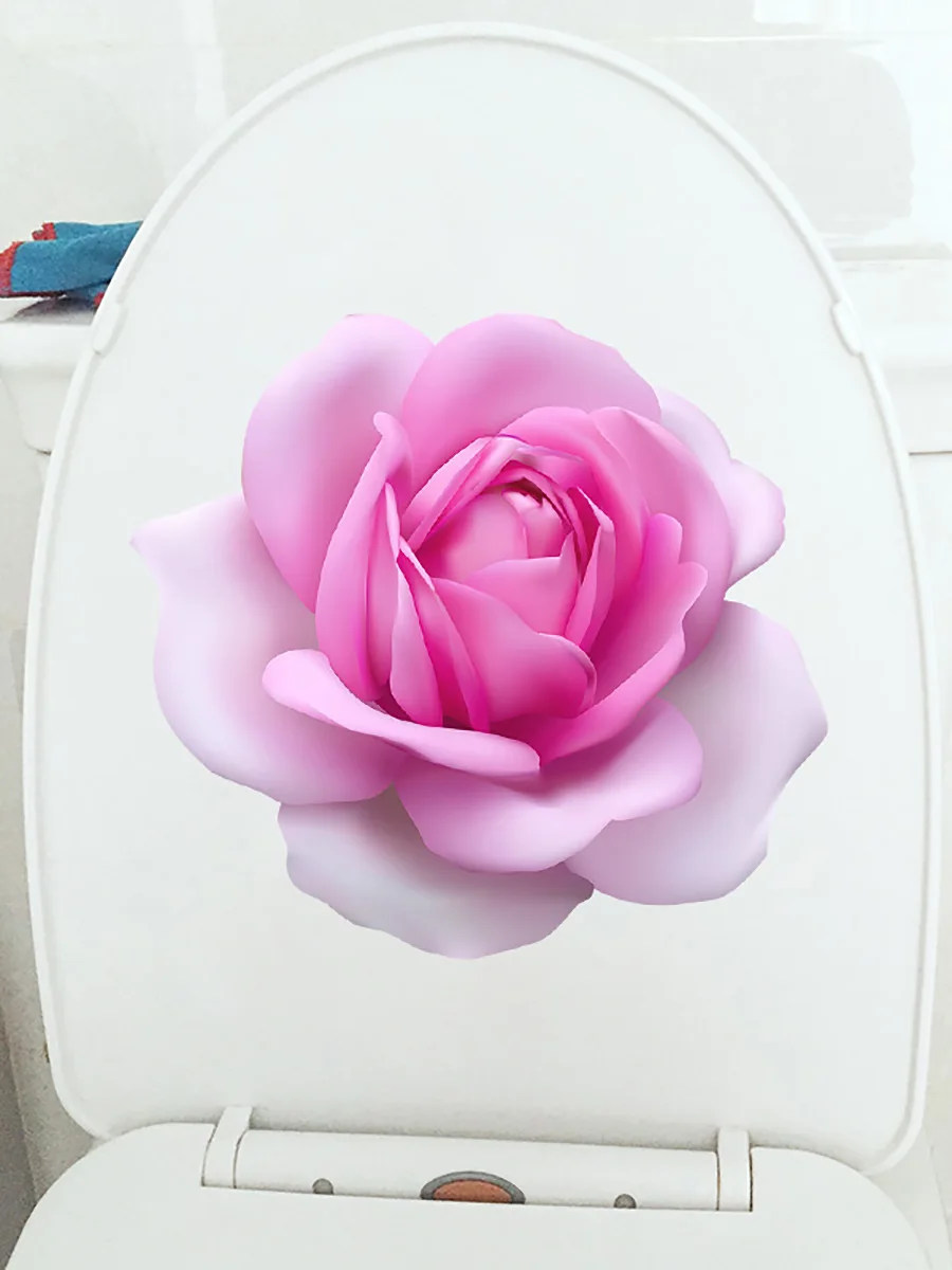 M486 Pink Rose Romance Toilet Sticker Bathroom Toilet Cover Sticker Wall Stickers Wc For Home Decoration