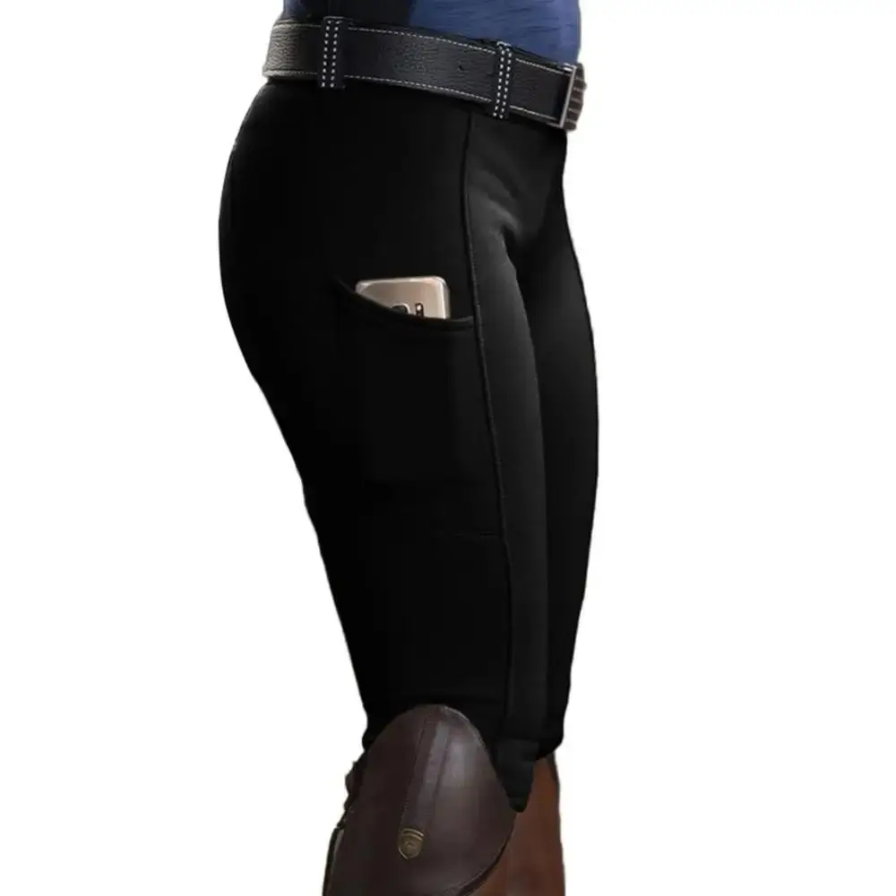 Fashion Anti-pilling Equestrian Pants Slim Hip Lift Horse Riding Tights Elastic with Phone Pocket Sports Leggings Women