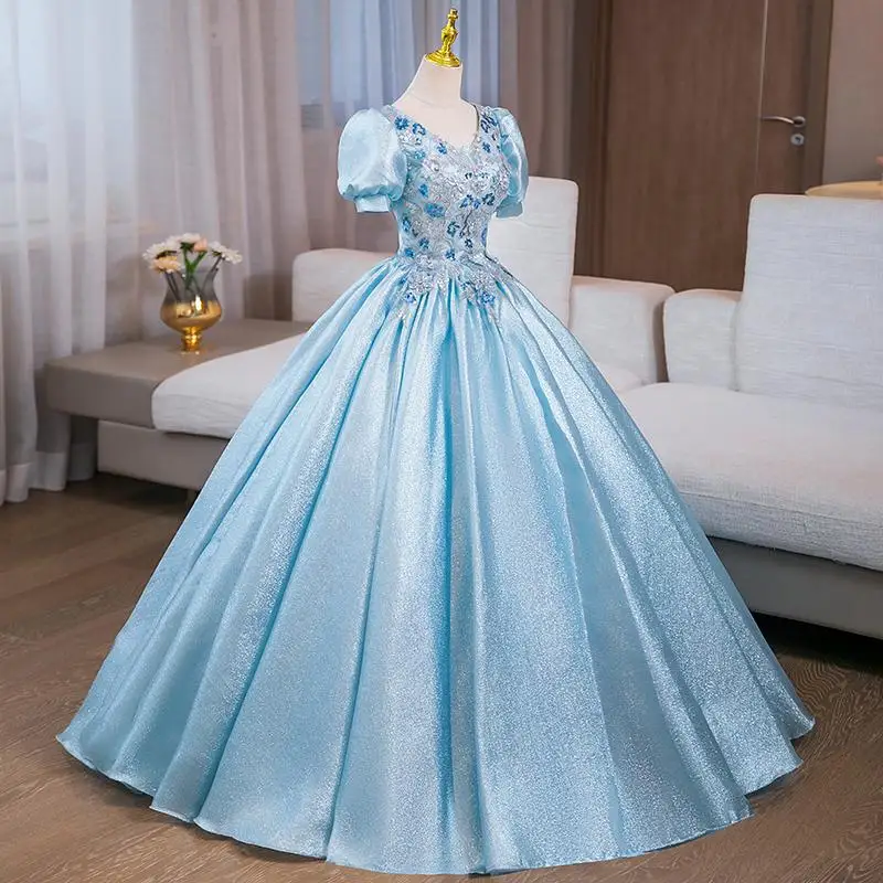 Customized Ball Gown Quinceanera Dresses Appliques Puff Sleeves Prom Birthday Party Gowns Formal Vestido De Anos Sweet 16
