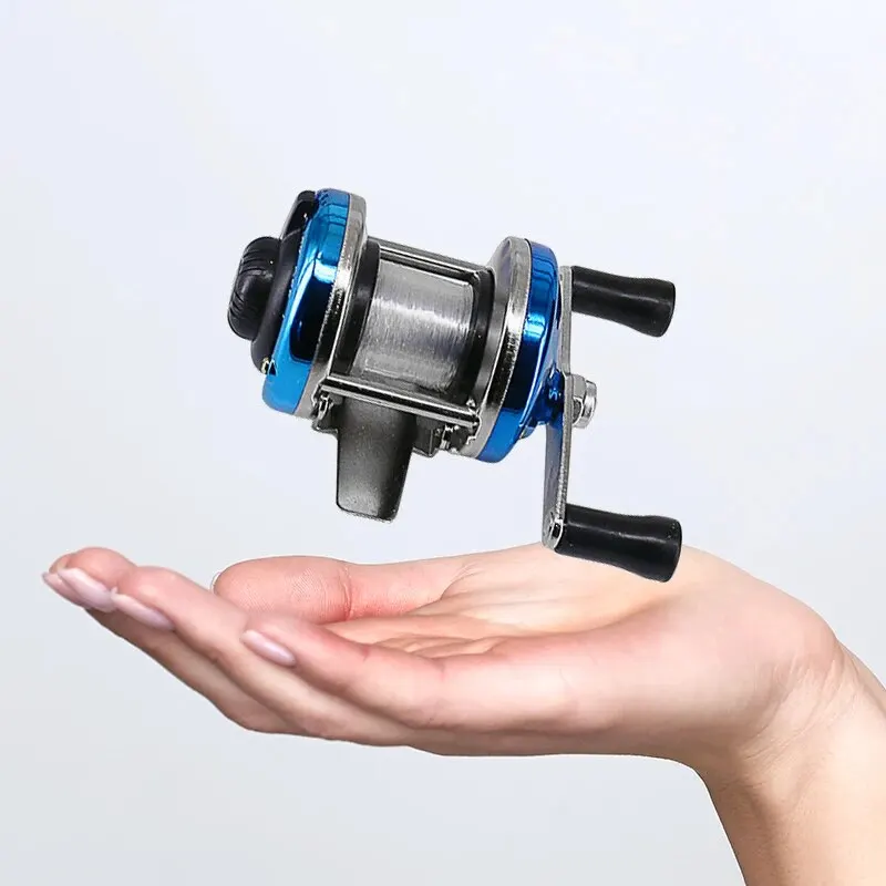 2024 Mini Fishing Reel Winter Fishing Double Rocker Arm Metal,Main Belt Line