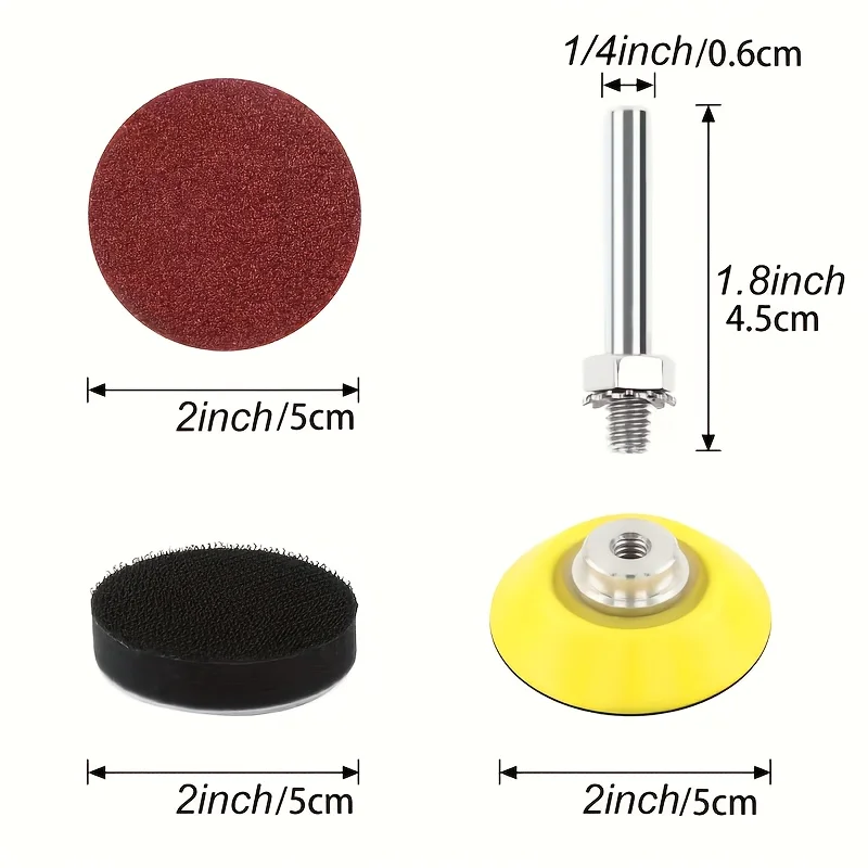 103Pcs 2 Inch 50mm Sanding Discs Set 60-2000 Grit Hook Loop Sandpaper with Backing Pad & Shank for Drill Grinder Polishing