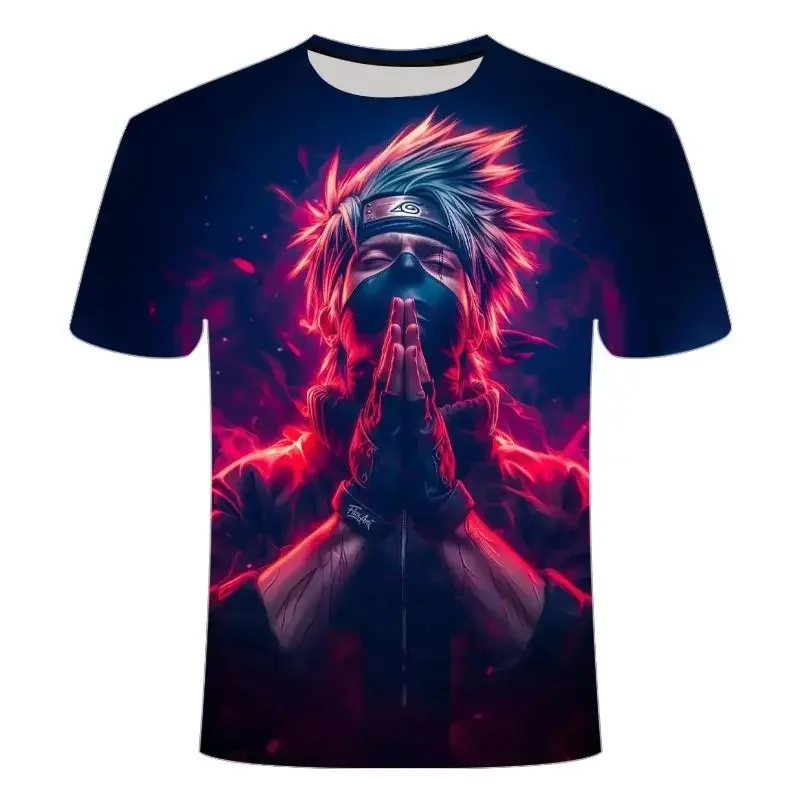Naruto Kakashi Hatake Jutsu Pose 3D All Over Print T-Shirt Breathable Moisture Wicking Urban Hip Hop Streetwear Unisex Anime Top
