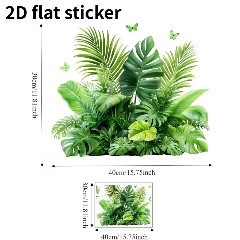 1PC tropical green plant cluster spring home, adhesive free static stickers suitable for home decoration