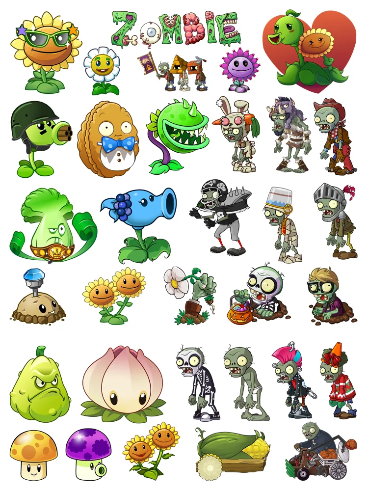 Cartoon Plants Vs Zombie Game Clothing patches DIY children printing for clothes iron on transfer stripes appliques