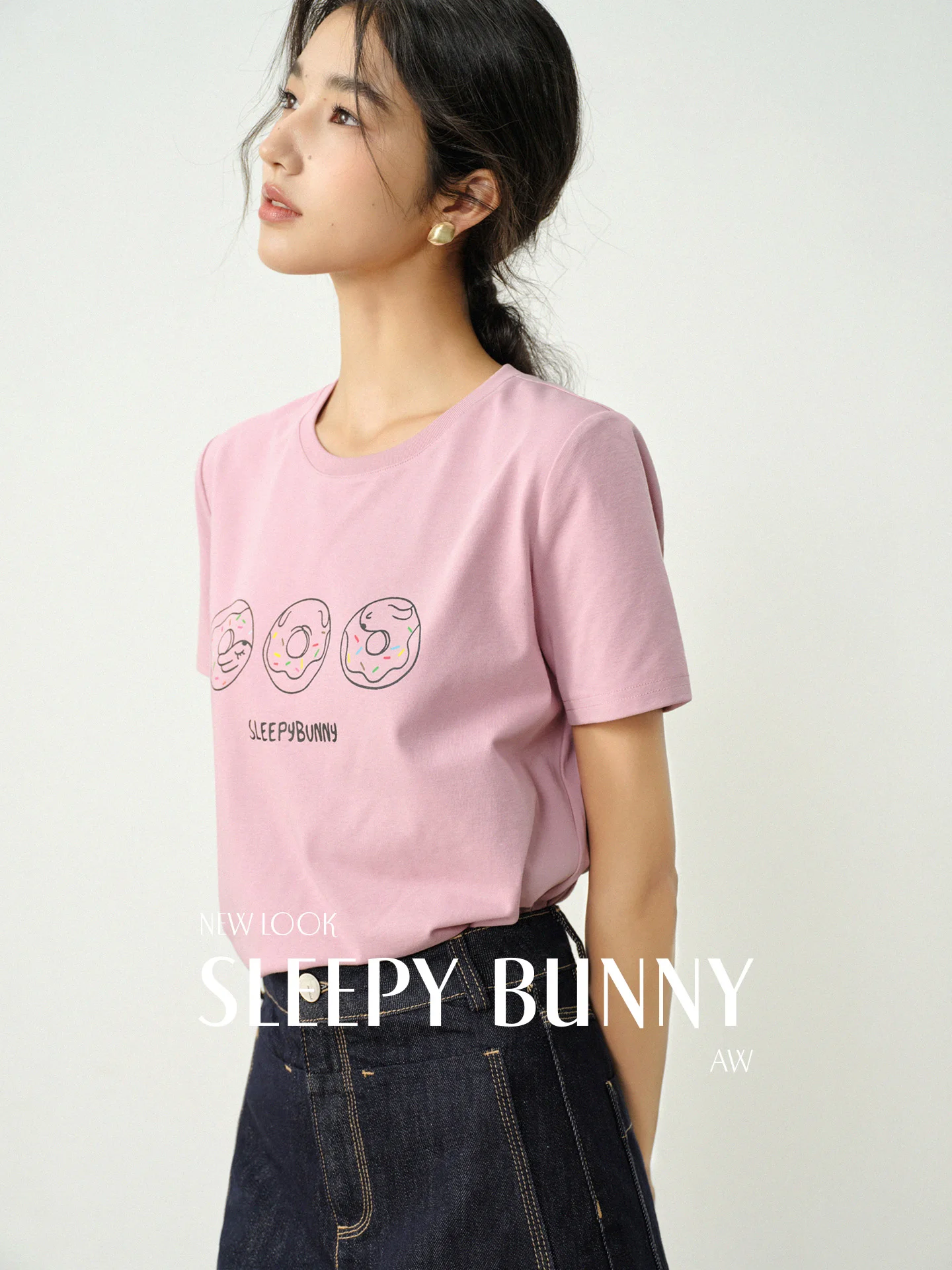 Playful Cute Casual Printed Short Sleeve T Shirt Summer Crewneck Straight Shoulder Youthful Slimming Graphic Tee Top for Women