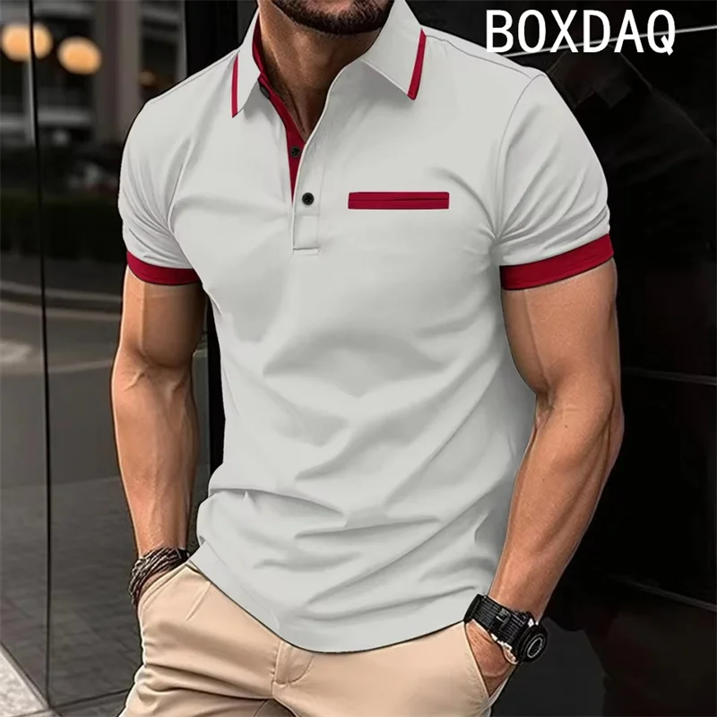

Summer Men's Solod Color Polo shirt Simple 3D Print Casual Polos Plus Size Short Sleeve Lapel Breathable Sport Polo shirts
