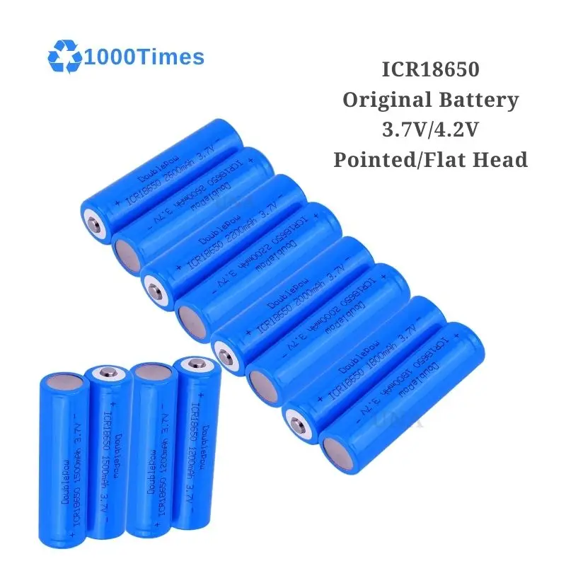 Doublepow 18650 Rechargeable Lithium Battery 4pc/lot 100% Original 3.7V Batteries Real Capacity Battery Pack for Flashlight Fan