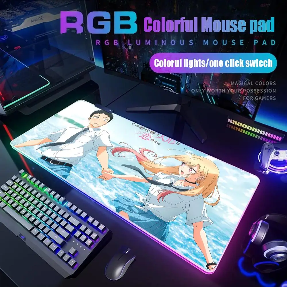 

Kitagawa Marin Mouse Pad Gamer Rgb Desk Mat Back Light Led Mousepad Setup Gaming Accessories Deskmat Big Mousepad Backlight
