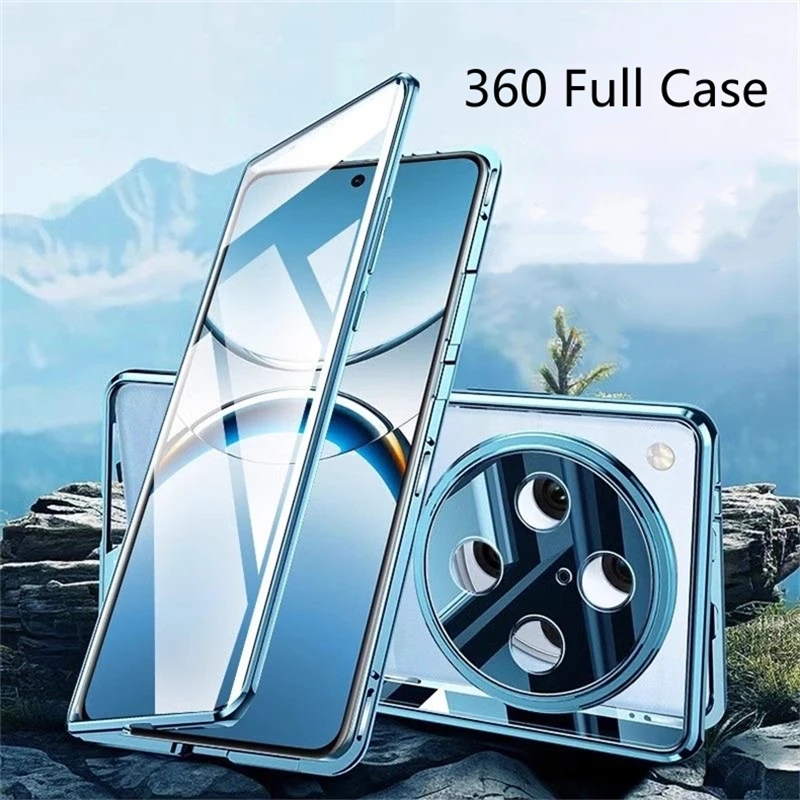 

Полный чехол 360 для Oppo Find X8 Pro, чехол Find X7 Ultra X 8 X8Pro 5G, двухсторонний магнитный адсорбционный металлический чехол из закаленного стекла