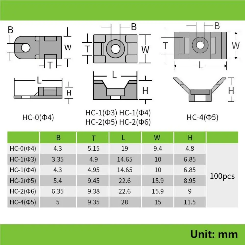 Cable Tie Mounts Seat Fixed Seat Wire Buddle Saddle Type Plastic Holder White Black STM HC-2 HC-4 Data Line Winder
