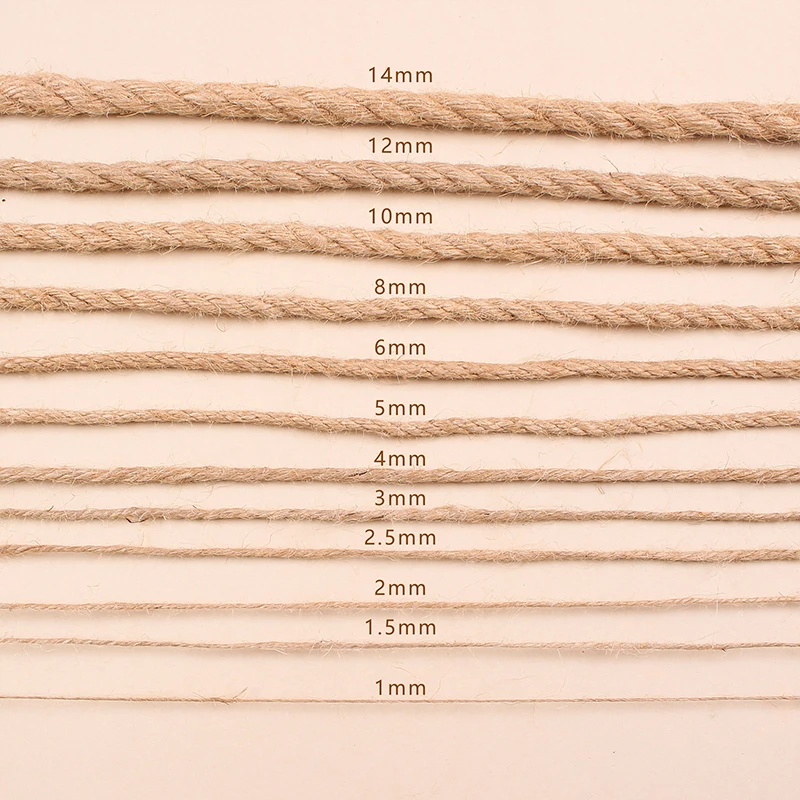 1-14mm Natural Jute Rope Vintage Jute Rope Used for Crafts Gift Packaging Gardening Wedding and Home Decoration DIY