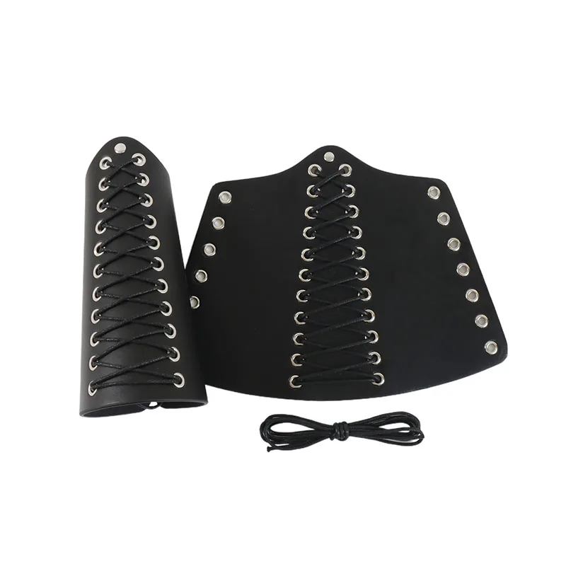 Medieval Steampunk Retro Multi layer PU Leather Riveted Gauntlet Halloween LARP Cosplay Hand Armor Costume Accessories Props view 6