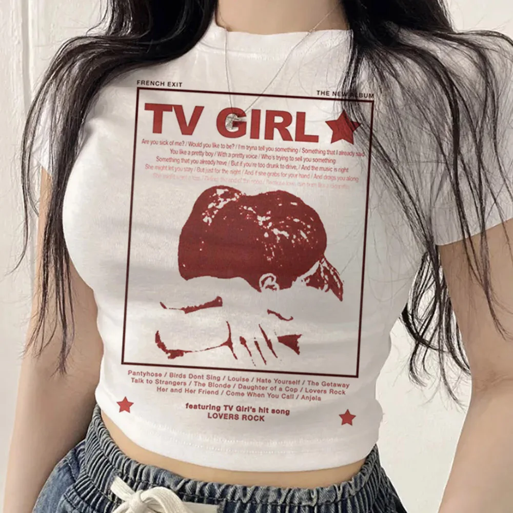 Y2k Girls crop top girl anime graphic korean fashion jojifuku emo tshirt scene  meme y2k japanese funny view 4