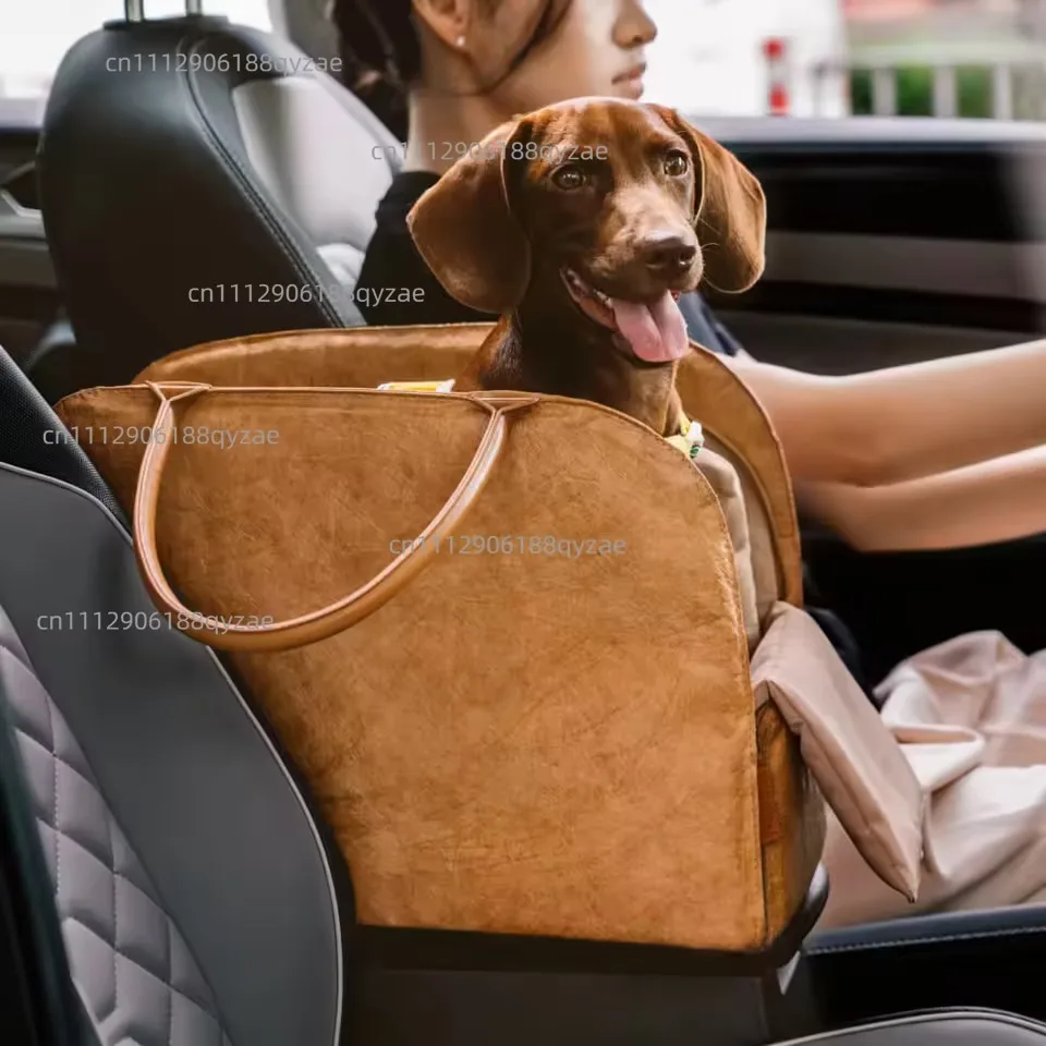 Multifunctional Portable Premium Leather Pet Travel Bag Small Pet Puppy Cat Car Seat Booster