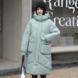 Winter Down Jacket Women Long Thicken Down Coat with A Hood Straight Elegant Outerwear 2023 Korean Fashion Female Parkas