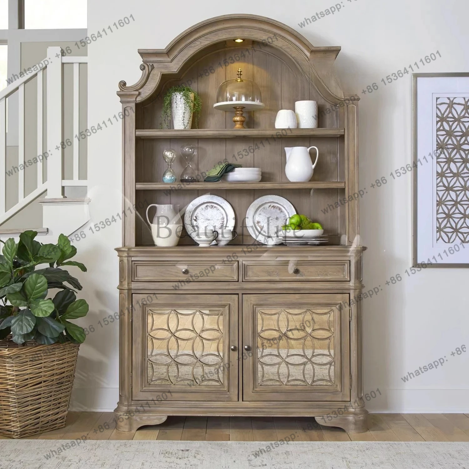 French solid wood dining side cabinet living room against the wall antique cabinet retro home dining room tableware locker