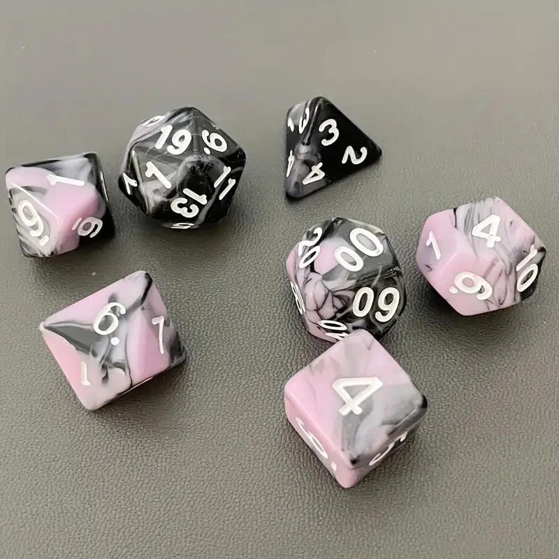

Многогранные игровые кости, 7 шт./лот, набор разноцветных кубиков для ролевых игр DND, ролевые настольные игры, многогранные кости D4 D6 D8 D10 D12 D20