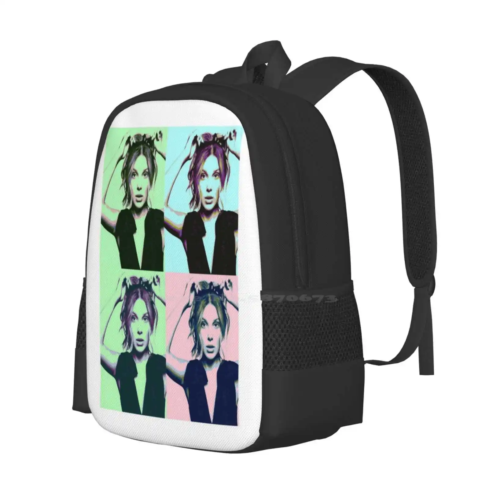 Millie Bobby Brown Pop Art Fashion Pattern Design Travel Laptop School Backpack Bag Millie Bobby Brown Fashion Pop Culture Cute