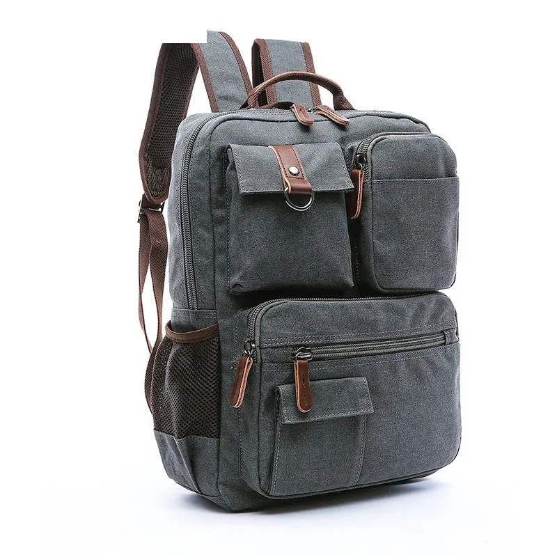 Men Laptop Backpack Rucksack Canvas School Bag Travel Backpacks for Teenage Male Bagpack Computer Knapsack Bags Computer Bag