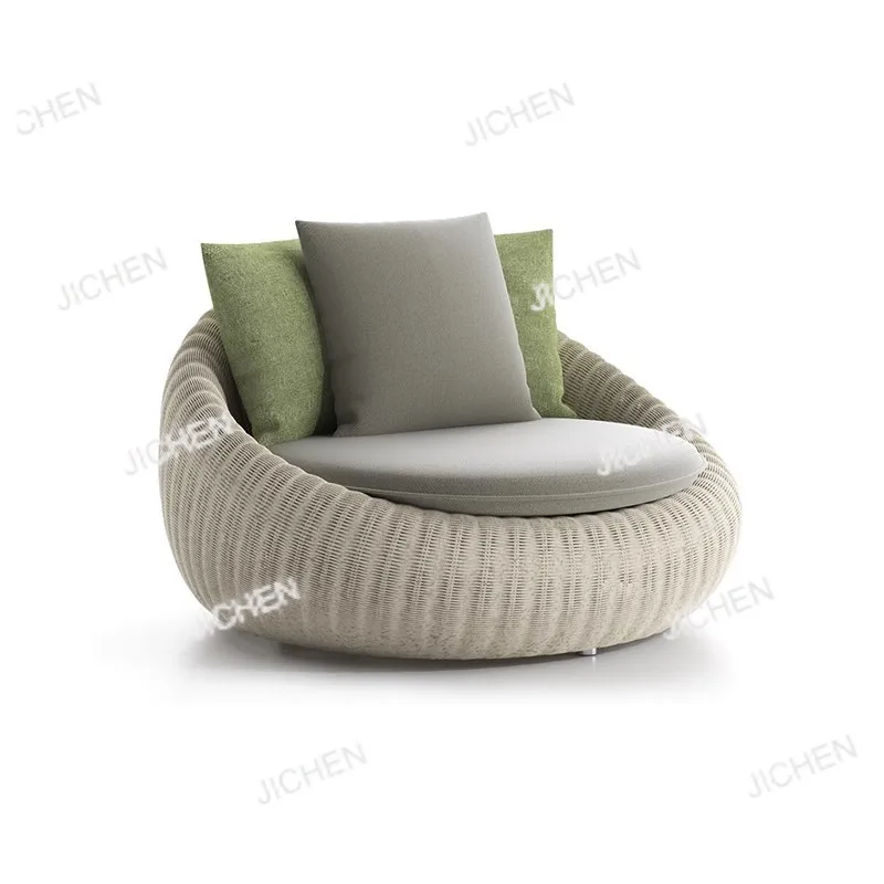 

JC Y Outdoor Rattan Sofa Balcony Outdoor Circular Leisure Chair Terrace Garden Creative Three Piece Set Combination Furniture