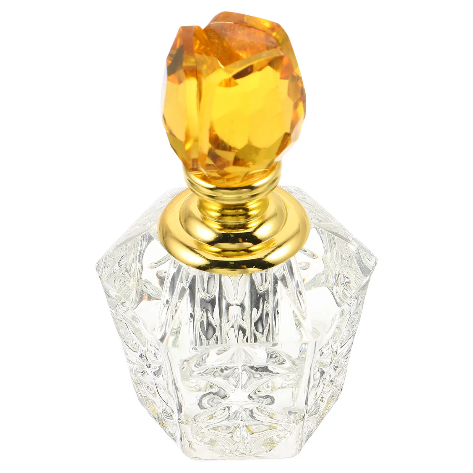 Empty Crystal Perfume Bottle with Elegant Rose-Shaped Cap Refillable Fragrance Oil Dispenser for Bathroom Vanity Decor Dropper