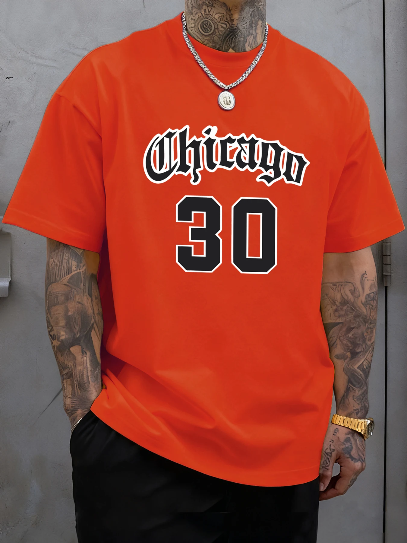 Chicago Letter Number 30 Print Mens T-Shirts Cotton Hip Hop Short Sleeve Sports Loose Clothes Summer Casual T Shirt All-Match
