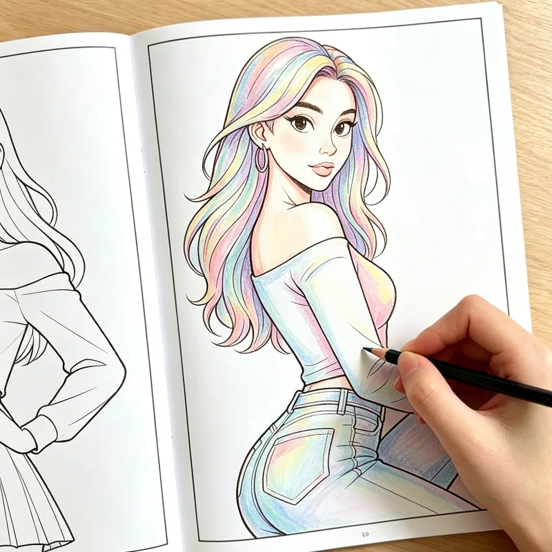 A Coloring Book Featuring Female Celebrity Characters Stress-relieving and Fun Doodling Album 32 Blank Characters for Coloring