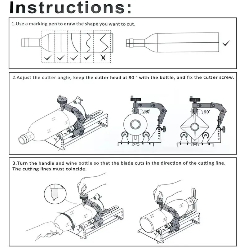 ABJN-Glass Bottle Cutter Professional For Square, Round Bottles And Bottleneck Glass Cutting Tool DIY With Accessories