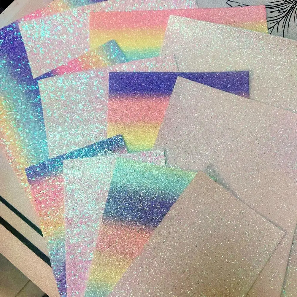 6pcs Sparkling Pink Paper Rainbow Glitter Cloth Hot Bean Baking Paper Ironing Cloth Material Pack
