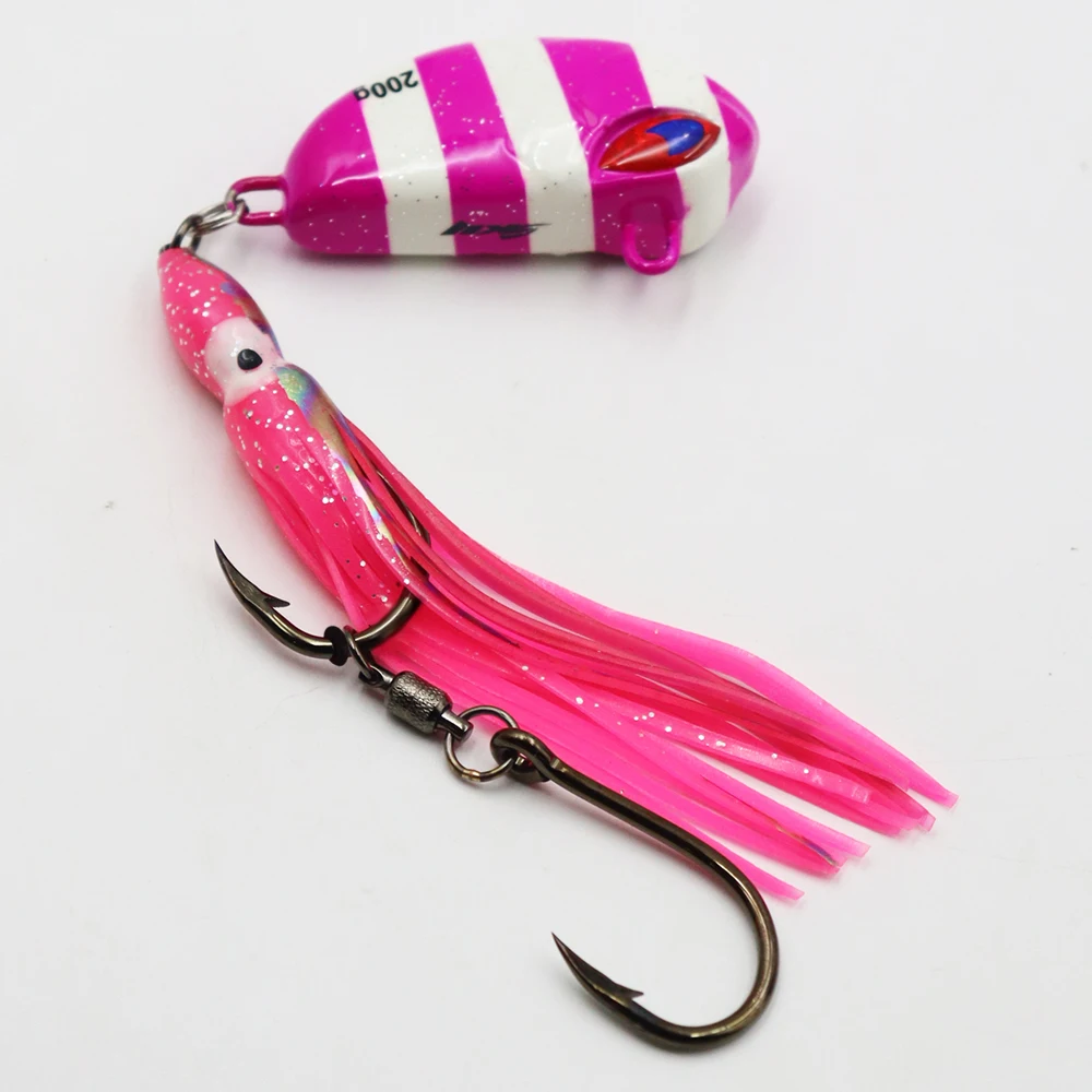 ZYZHE 1 Stück Meeresfisch-JIG 100G 150G 200G Angel-JIG mit Weichköder 6/0 # 7/0 # 8/0 # Schnurhaken Bootsfischen Sinkender Köder – Detail 9