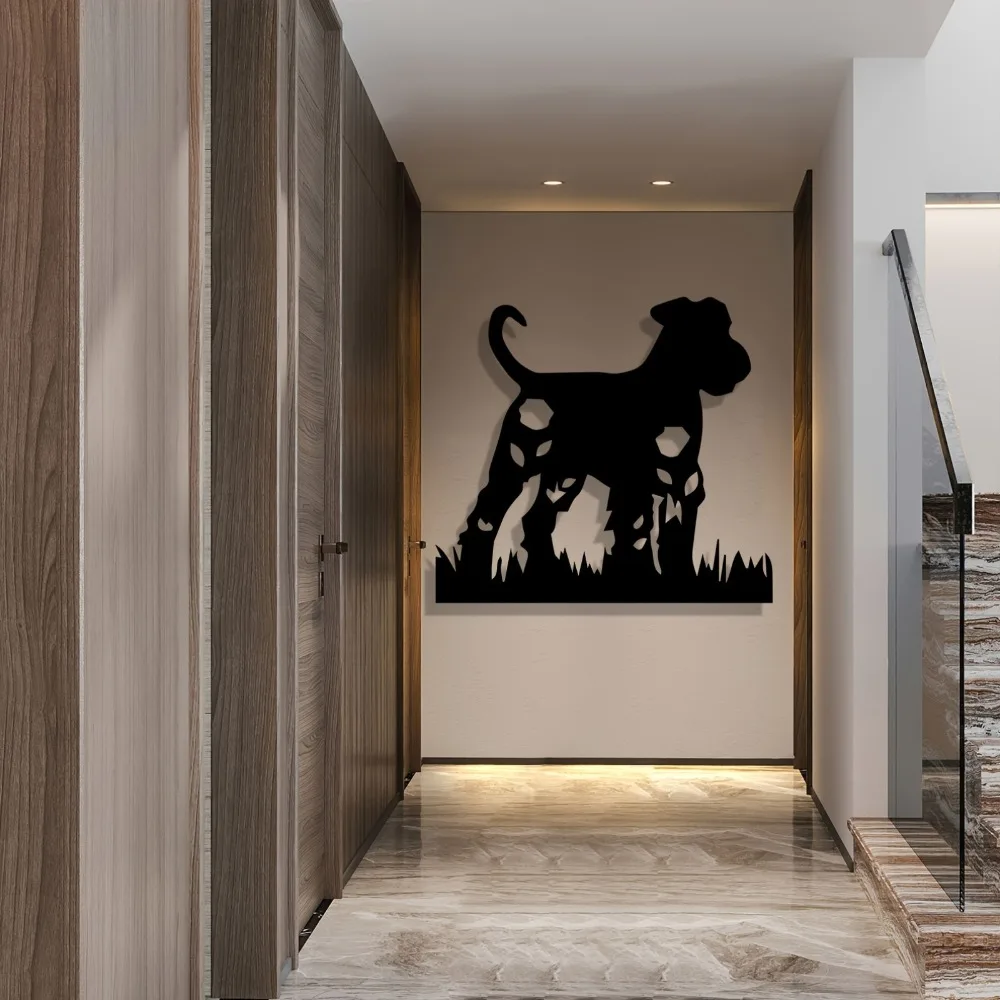 CIFBUY Iron Wall Art Dog Sculpture Metal Hound Silhouette Rustic Black White Decor Garden Yard Home Creative Gift for Dog Lovers