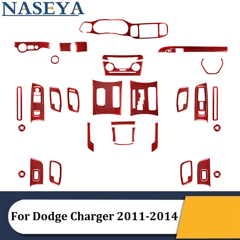 

For Dodge Charger 2011 2012 2013 2014 Carbon Fiber Red Interior Parts Decorative Stickers Car Interior Styling Accessories