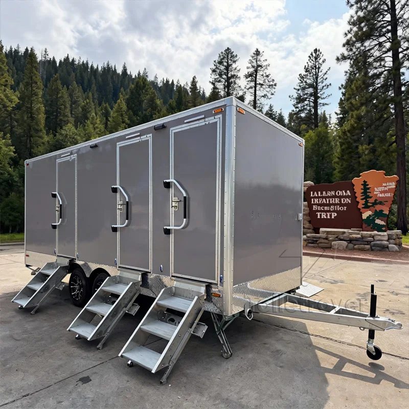 Mobile Restroom Trailer Porrtable Travel Trailer Bathroom Outdoor Mobile Toilet Trailer with Handicap Accessible