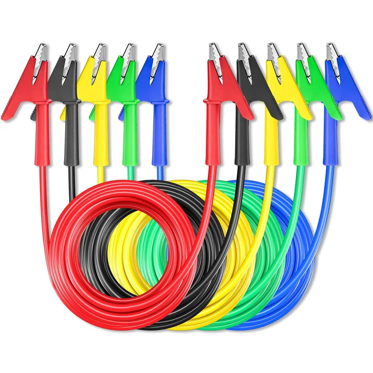 

5PCS Alligator Clips Test Leads Dual Ended Crocodile Wire Cable with Insulators Clips Test Flexible Copper Cable
