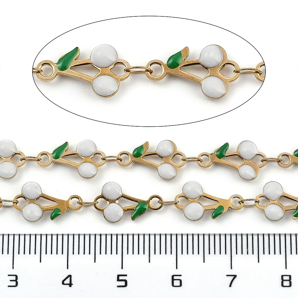 PandaHall 5m/Rolle IP 304 Edelstahl Emaille Kirschblüten-Charm-Kette, gelötet mit Spule für Halsketten- und Armbandherstellung – Detail 13