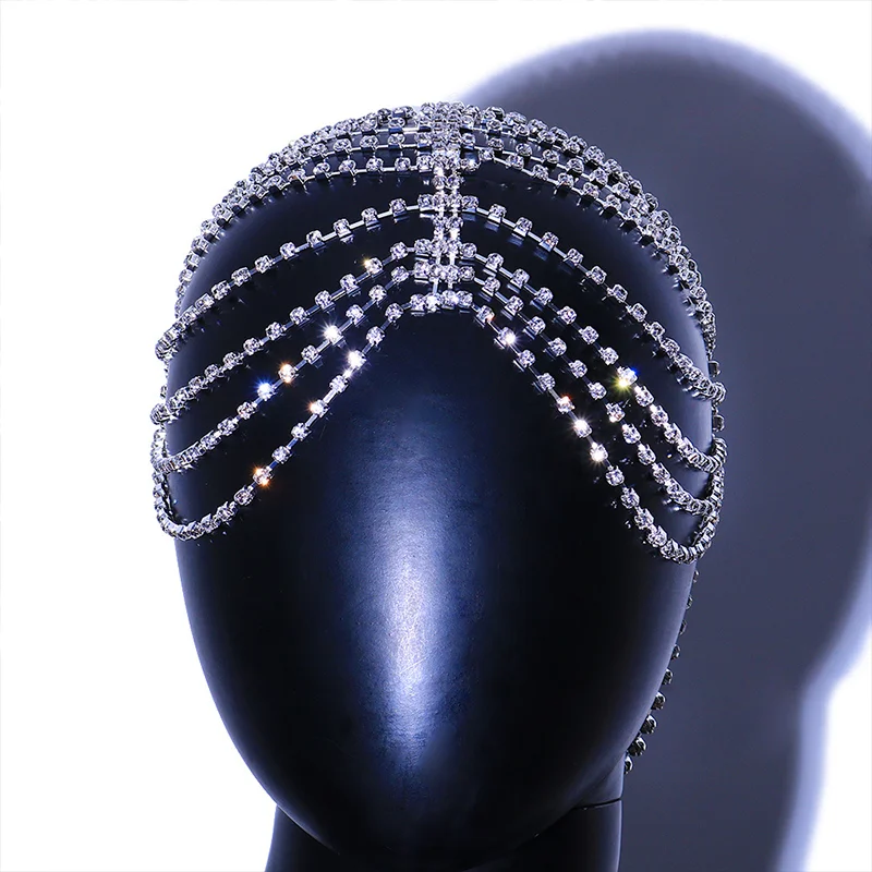 Stonefans Fashion Shiny strass Mesh Hair Chain per le donne Simple Hollow Out Wedding fasce da sposa accessori per gioielli per capelli