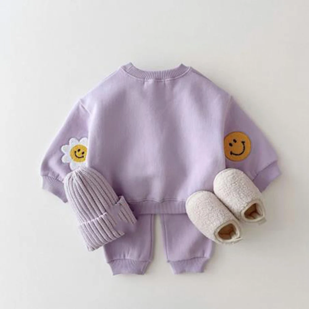 Melario Korea Baby Boys Clothing Sets Spring Autumn Cotton Clothes Children Sweatshirt Baby Girls Pullover Tops+ Pant Suits 2PCS