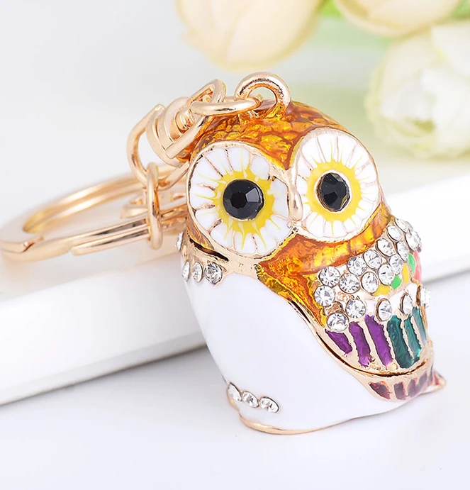 Fashion Big eye Owl Key Chain for Women Men Owl bird Keychain