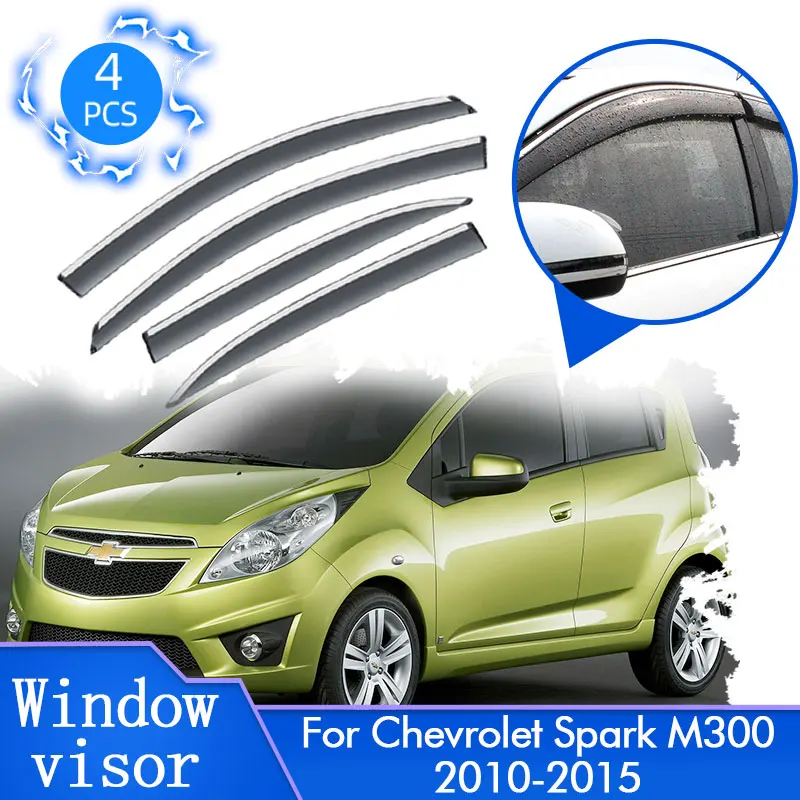 

4x For Chevrolet Spark M300 Daewoo Matiz Creative 2010~2015 Windows Visor Cover Trim Wind Deflectors Guard Protector Accessories