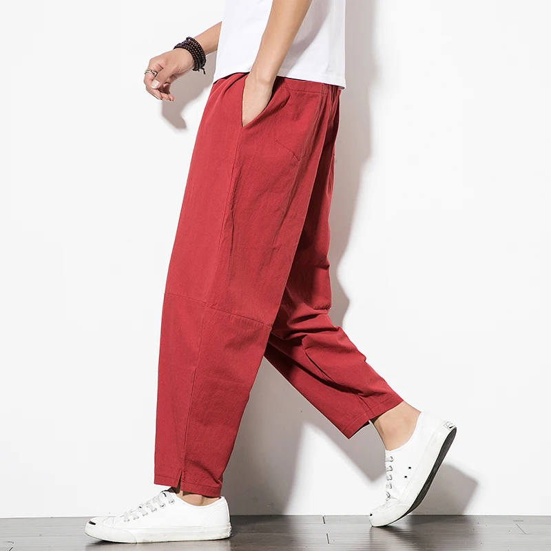 Pantaloni da Jogging Harem in cotone 100% cinese pantaloni sportivi dritti da uomo pantaloni Casual da uomo primaverili ed estivi da uomo