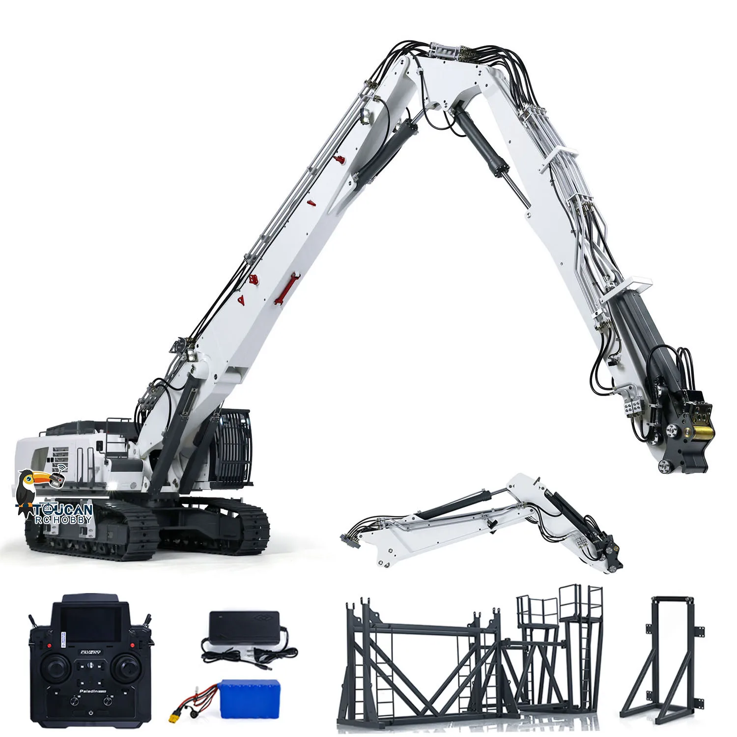 Kabolite K970 300 1/14 RC Hydraulic Excavator RTR Heavy Demolition Machine Metal Rack Upgraded Replaceable 2-arm Toy THZH1759