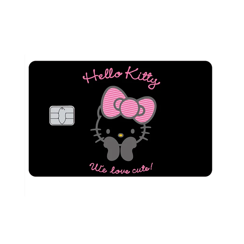 New 1Pc Kawaii Hello Kitty Kuromi Melody Hangyodon Diy Card Sticker Anime Small Chip Credit Card Case Cover Front Film Skin Toys