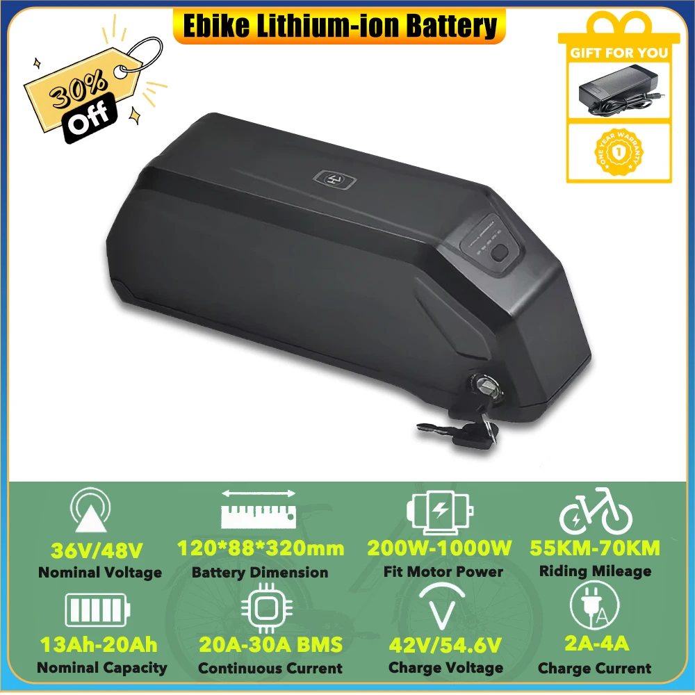 Electric XP Trike Mid Tube 48V 13Ah 15Ah 16Ah 17.5Ah Li-ion Battery Pack for XPedition 2.0 Stratus White Dual-Battery Ebike