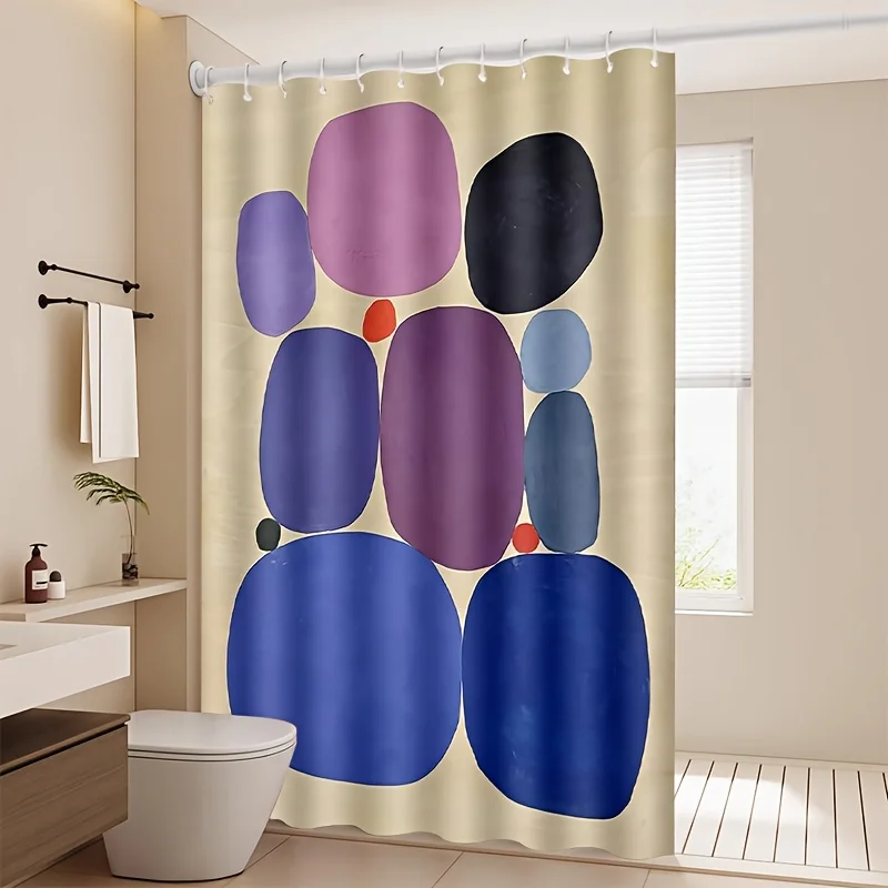 

Abstract Blob Pattern Shower Curtain Modern Blue Purple Bathroom Decor Waterproof Curtain Liner 180x180cm Home Accent