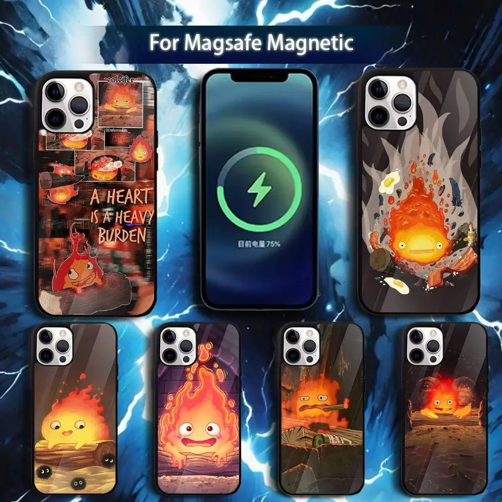

Cute Fire C-Calcifer-es Phone Case For iPhone 17,16,15,14,13,12,11,Pro,Max,Plus,Mini,Magsafe,Magnetic Wireless Charging Case
