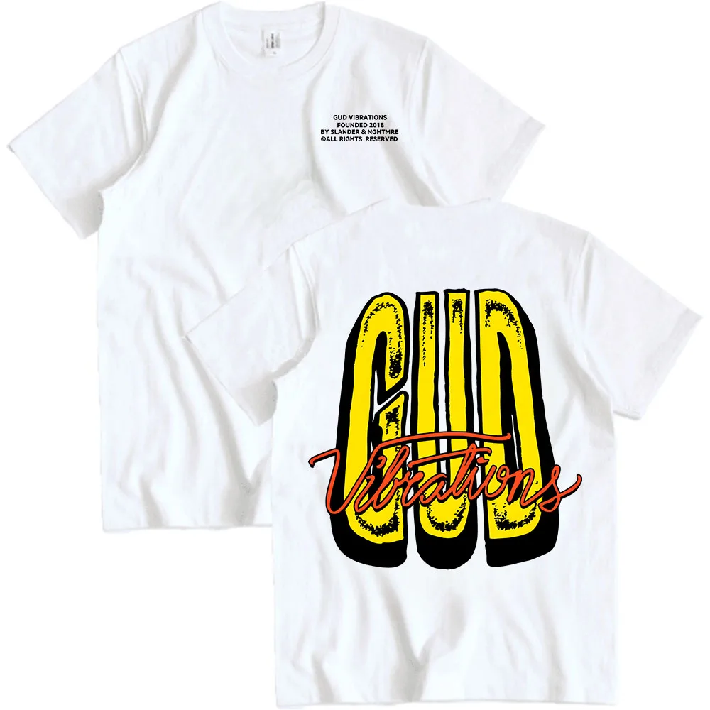 

GUD VIBRATIONS GRAFFITI TEE SLANDER PRESENTS Band Graphic Tshirts Cotton Loose Short Sleeve T-shirt O-neck Men Women T Shirts
