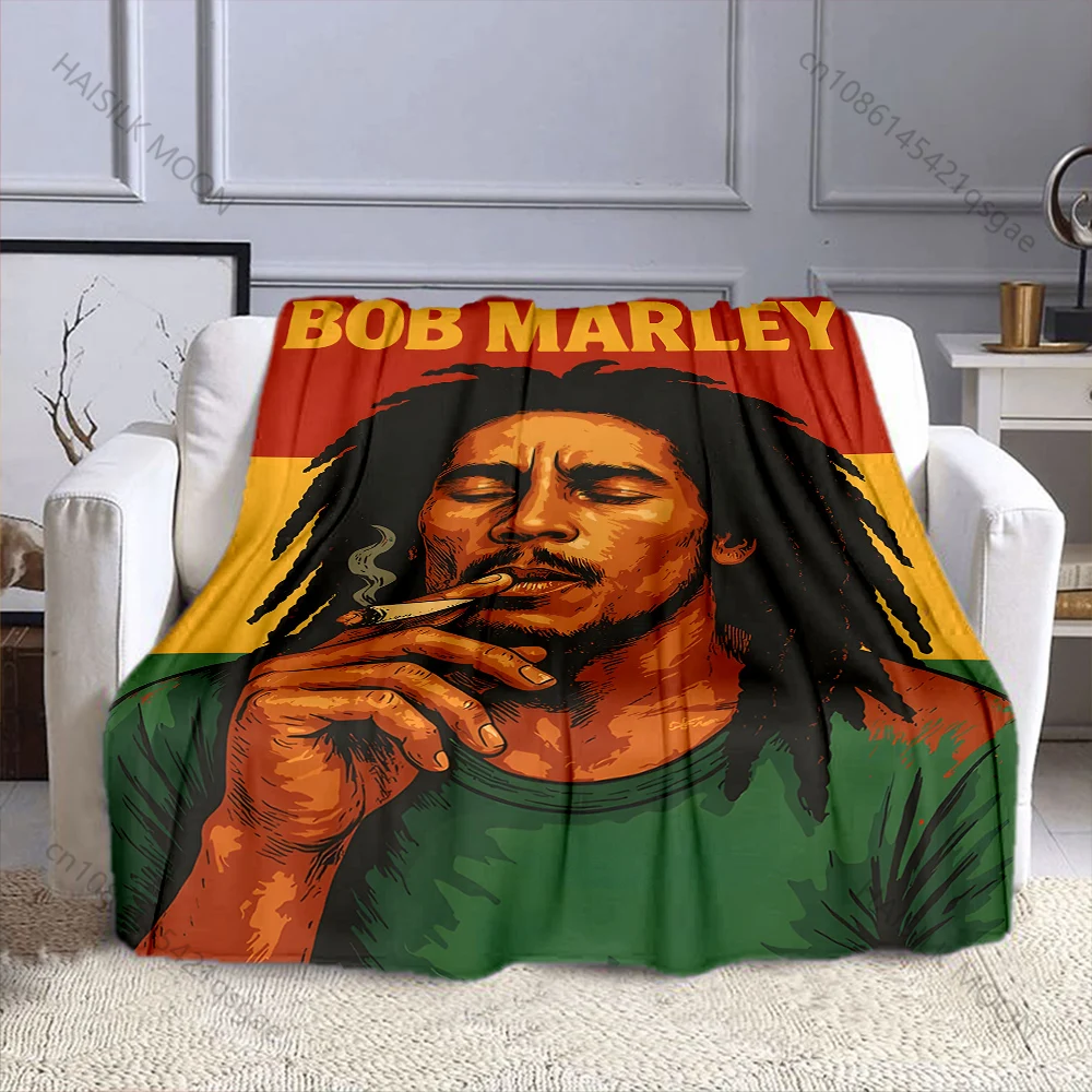 Multiple sizes Smoking figure with long hair Print Blanket Flannel Material Soft Warm for All Seasons Home sofa Outdoor Camping