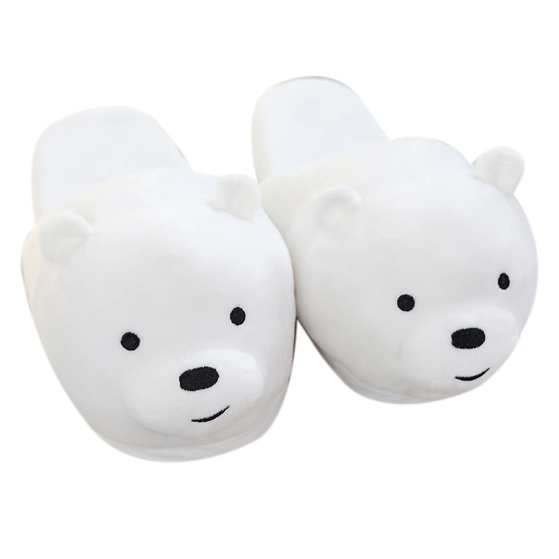 

Plush Slippers Toys Cute Bear Warm Winter Adult Shoes Doll Household Products White