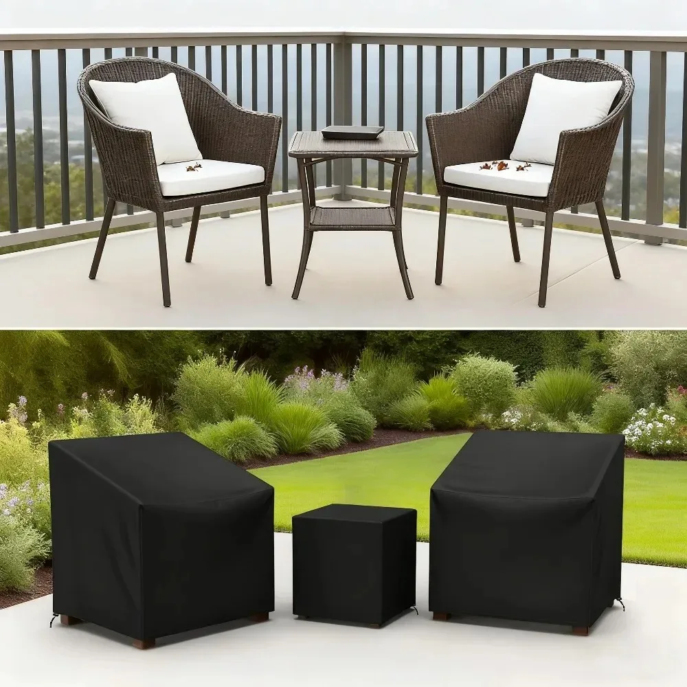 غطاء كرسي وطاولة خارجي - مقاوم للماء في جميع الأحوال الجوية، حماية متينة باللون الأسود #6