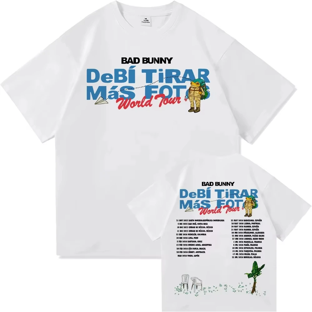 

Футболка Bad Bunny Debí Tirar Más Fotos World Tour 2025-2026, забавная винтажная футболка с лягушкой, мужская и женская, высококачественная хлопковая футболка